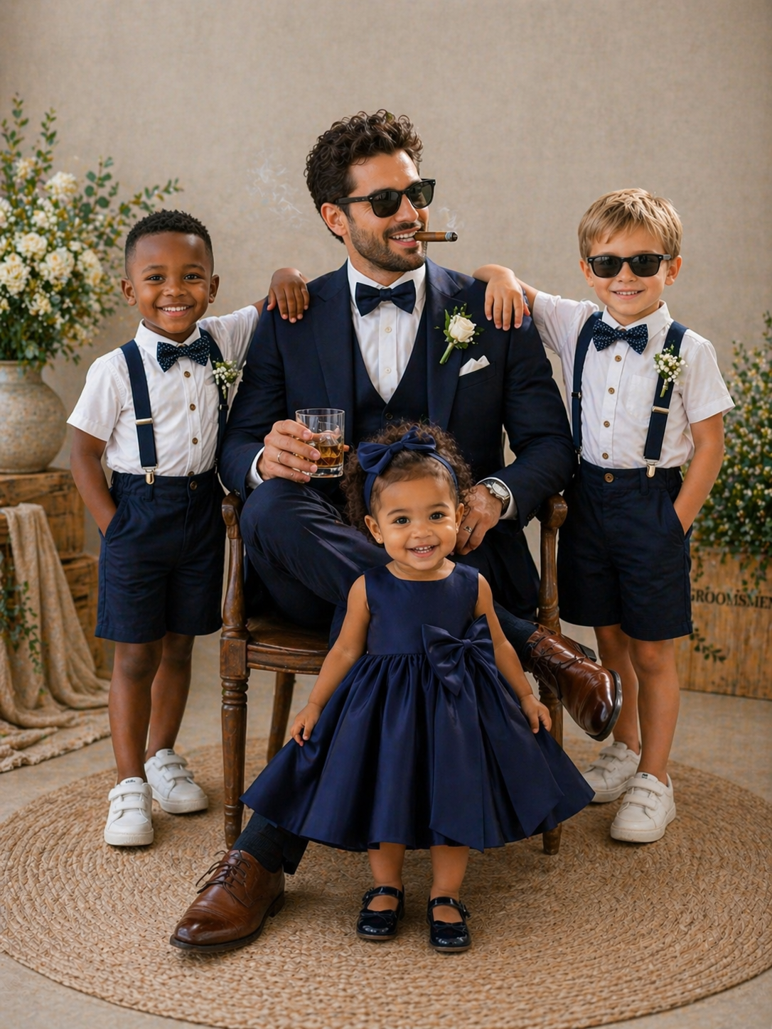 Navy Special Occasions Dress with Big Bow (Clip on) #1001146