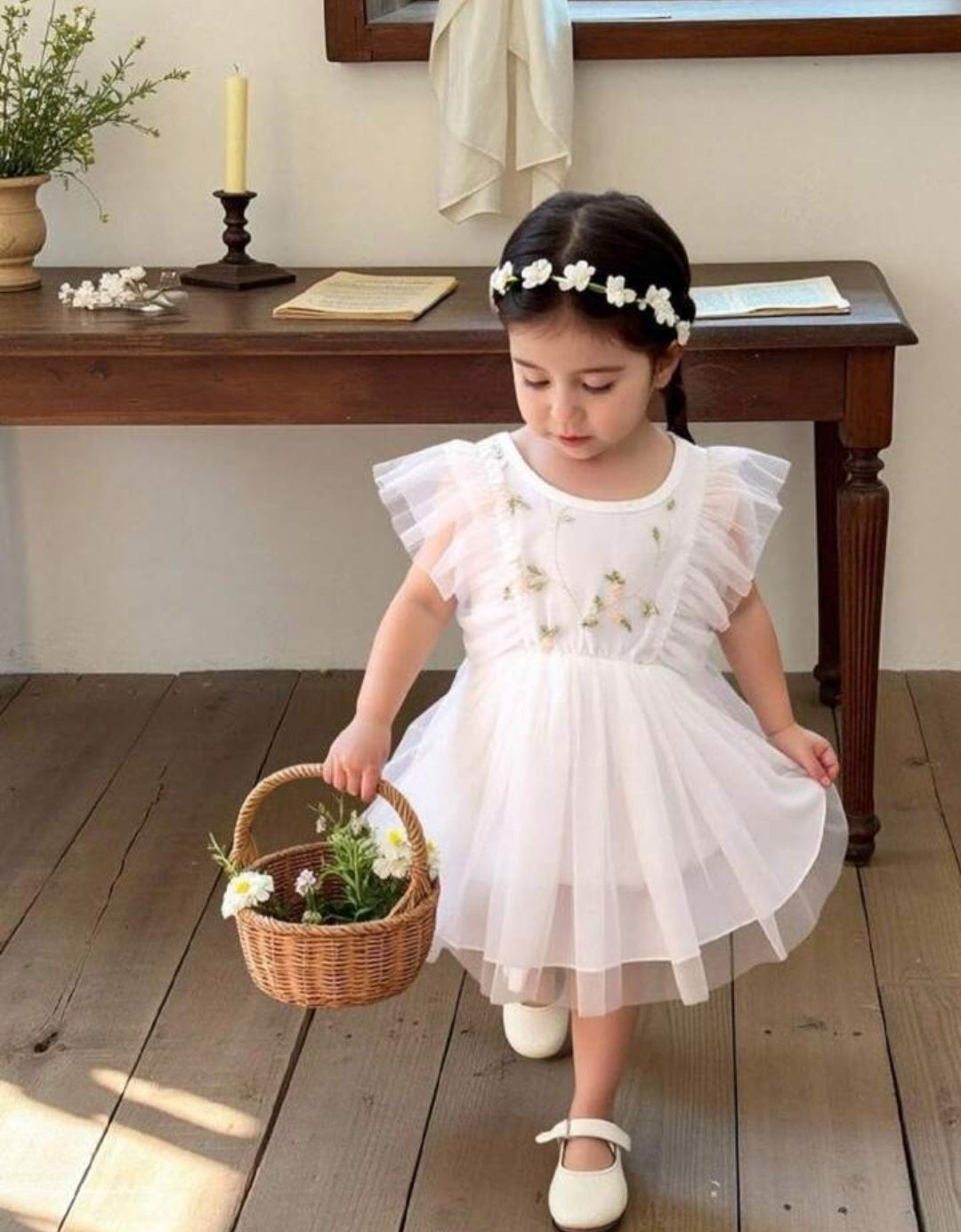 White Embroidered Floral Dress 1000948