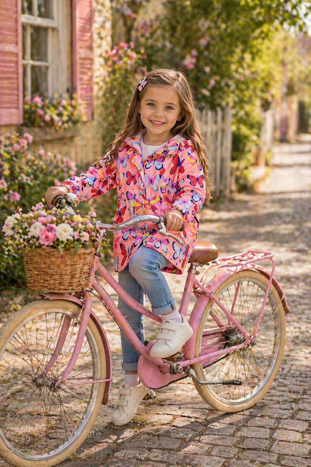 Peachy Pink Hooded Butterfly Windbreaker Coat #1000237