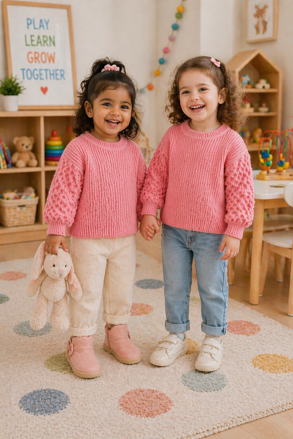 Pink Puffer Sleeve Sweater #10020025