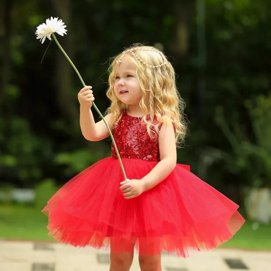 Red Sequins Tutu Dress