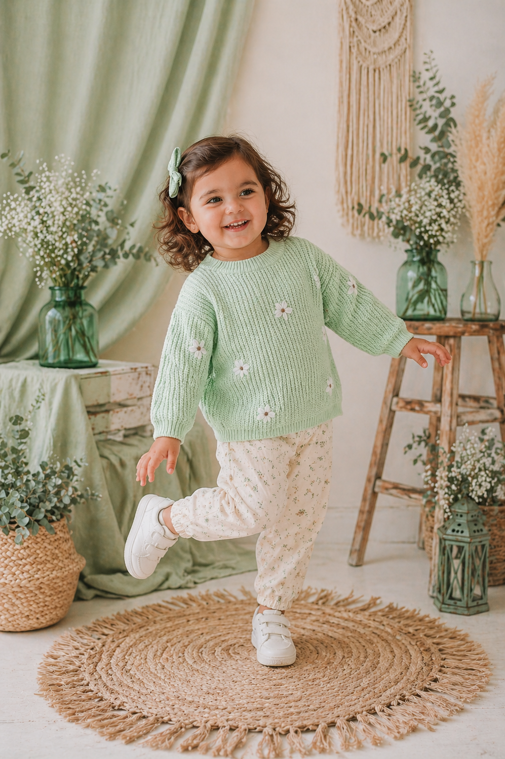 Mint Floral Sweater #1000224