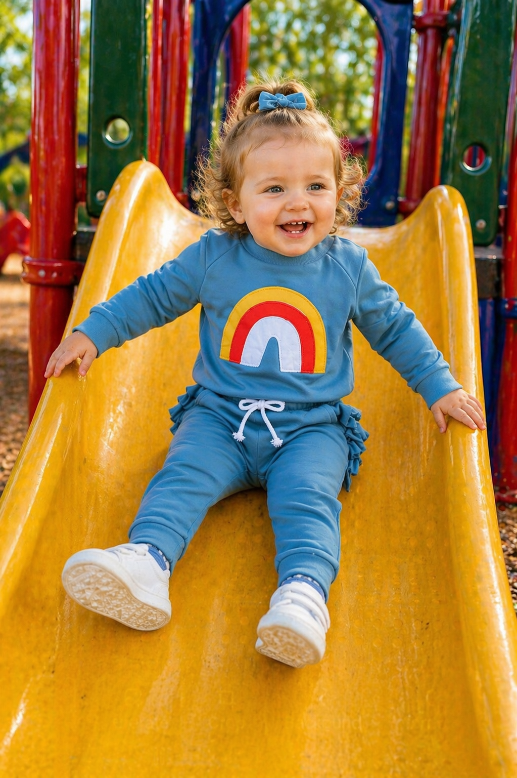 Petrol Blue Rainbow Crewnek Sweatshirt and Pants #1001120