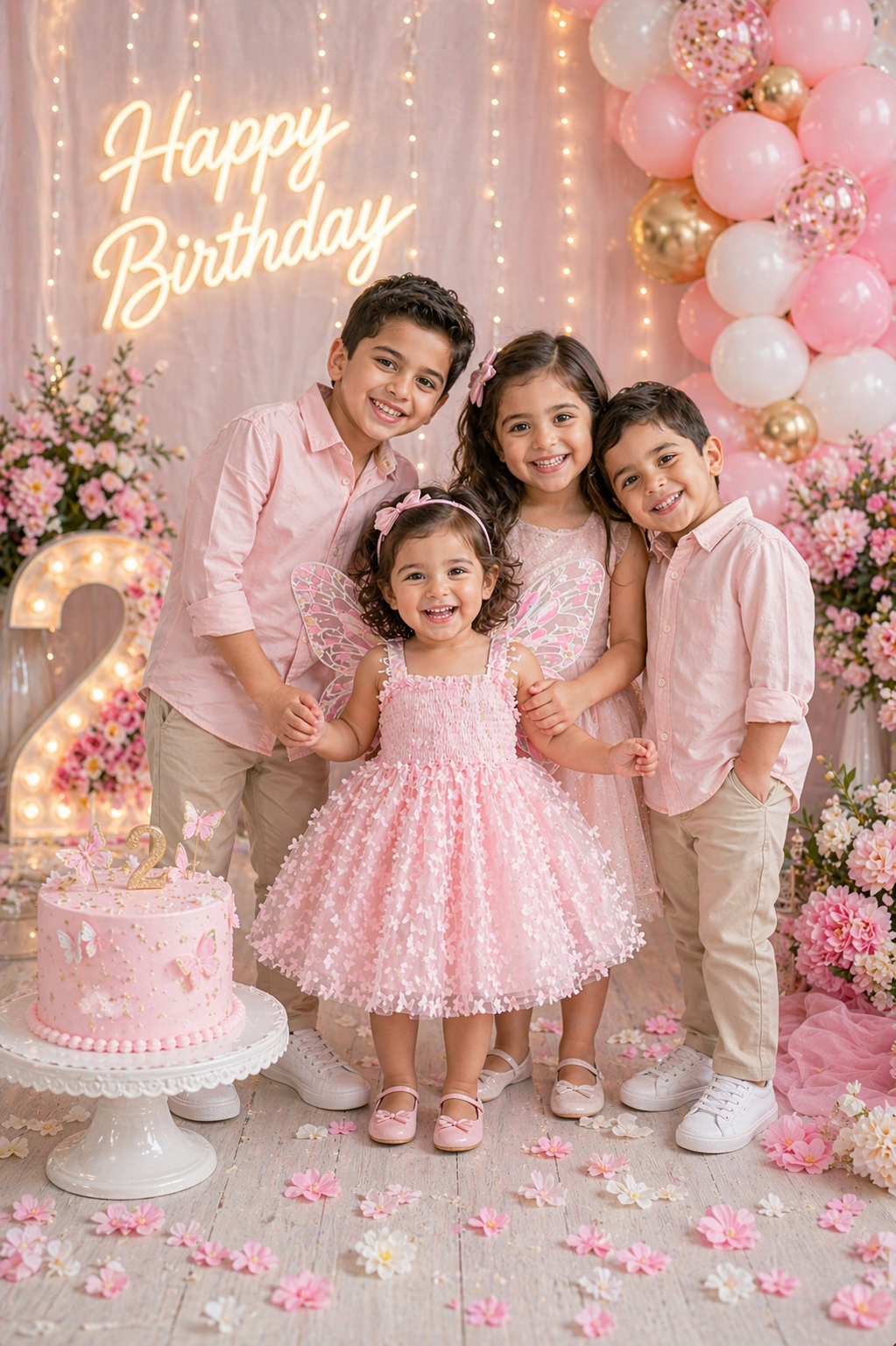 Pink Lace Butterfly Dress #1001153