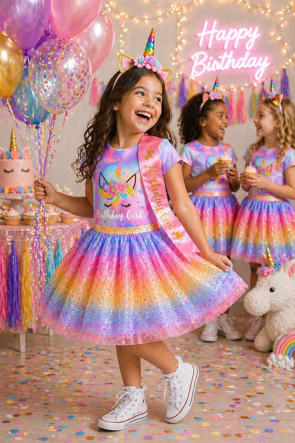 4 PCS Happy Birthday Unicorn Outfit #1001041