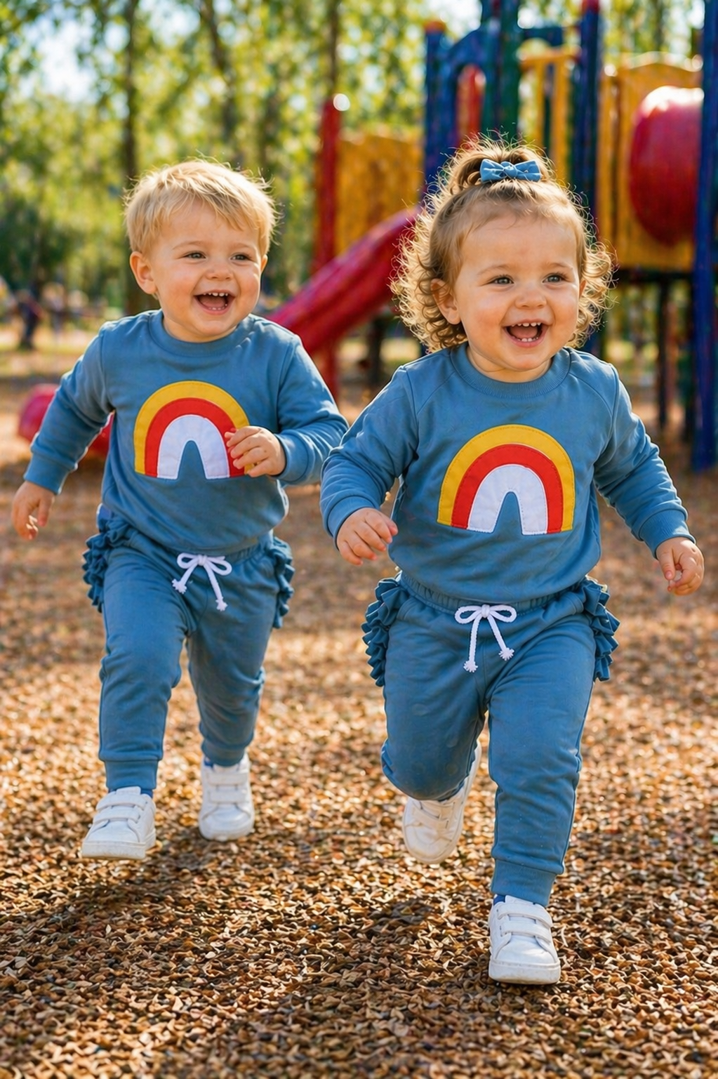 Petrol Blue Rainbow Crewnek Sweatshirt and Pants #1001120