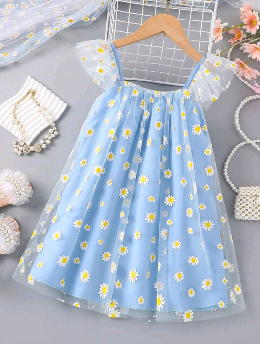 Blue Daisy Tulle Dress 