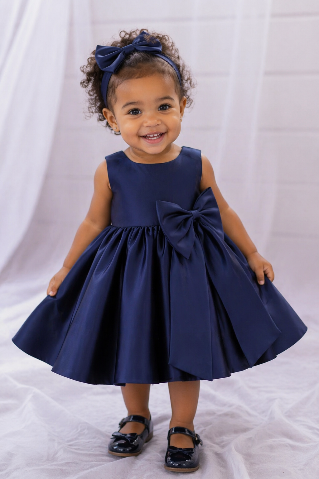 Navy Special Occasions Dress with Big Bow (Clip on) #1001146