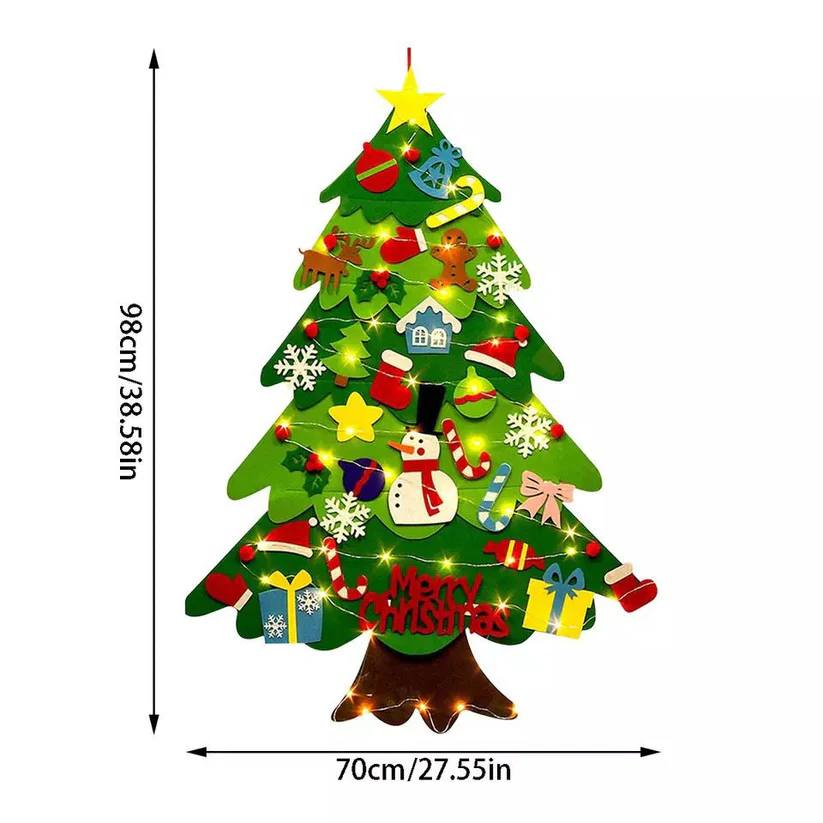 Felt Christmas Tree Set With 32PCS Ornaments Wall Hanging Tree & 3M LED Lights