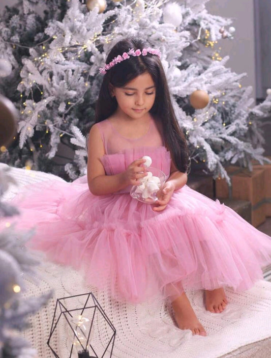 Dusty Pink Dress WITH BigBow #1001050