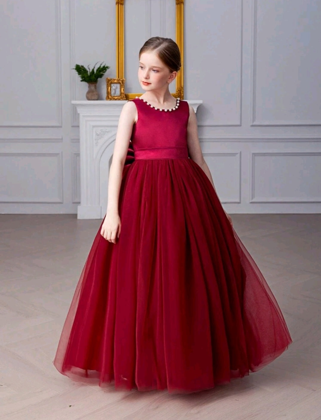 Maroon Special Occasions Dress with Big Bow 1000855