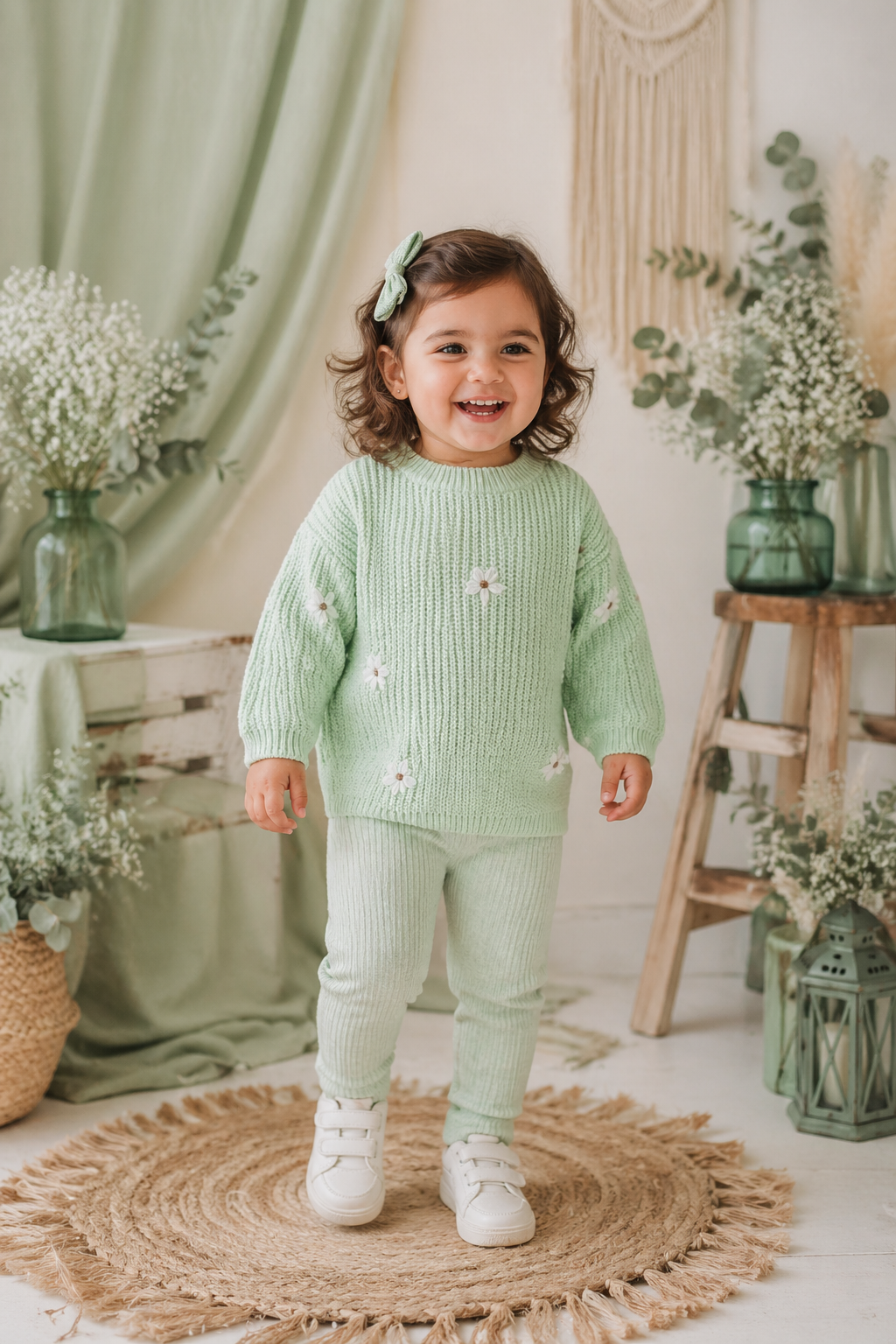 Mint Floral Sweater #1000224