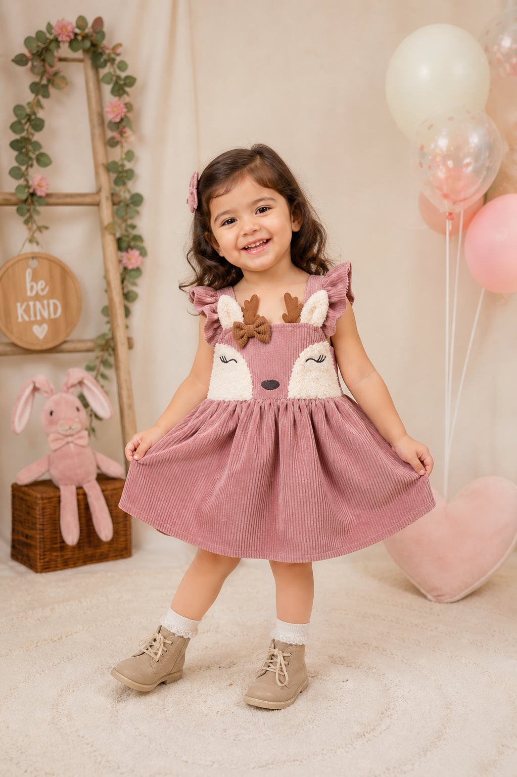 Dusty Pink Corduroy Dress #1001031