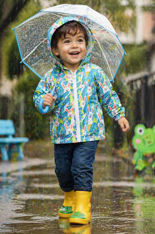 Teal Hooded Bunny Windbreaker #1000205