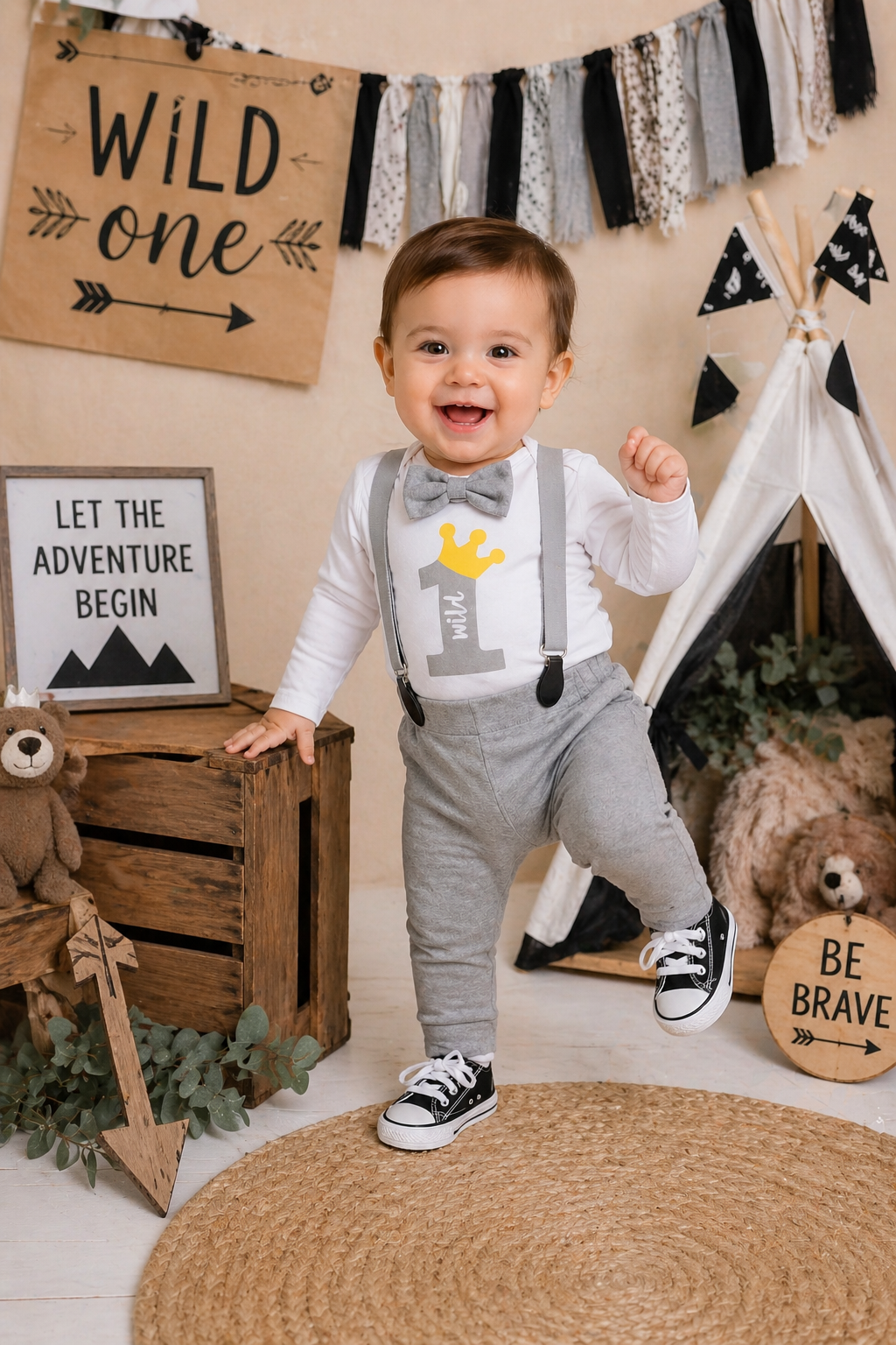 Wild One Birthday Outfit Gray #200014
