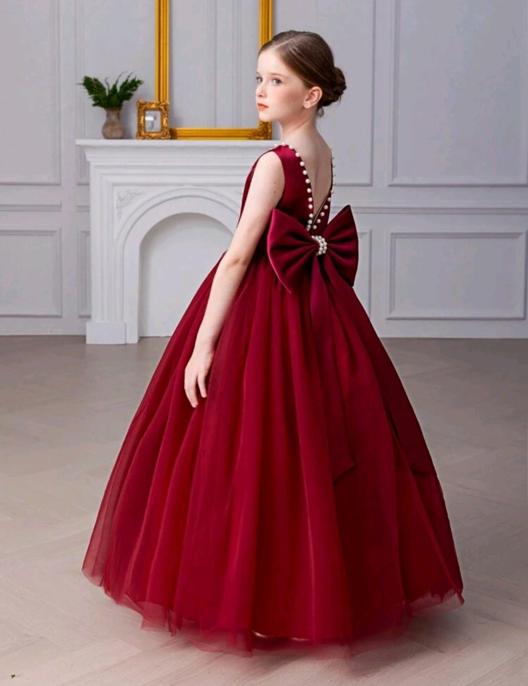 Maroon Special Occasions Dress with Big Bow 1000855