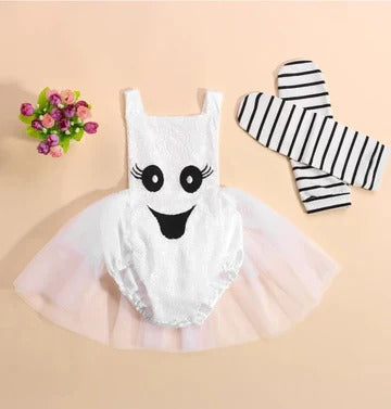 White Sequin Ghost Romper