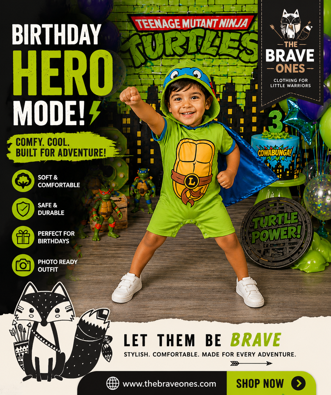 Ninja Turtles Hooded Romper #2000175