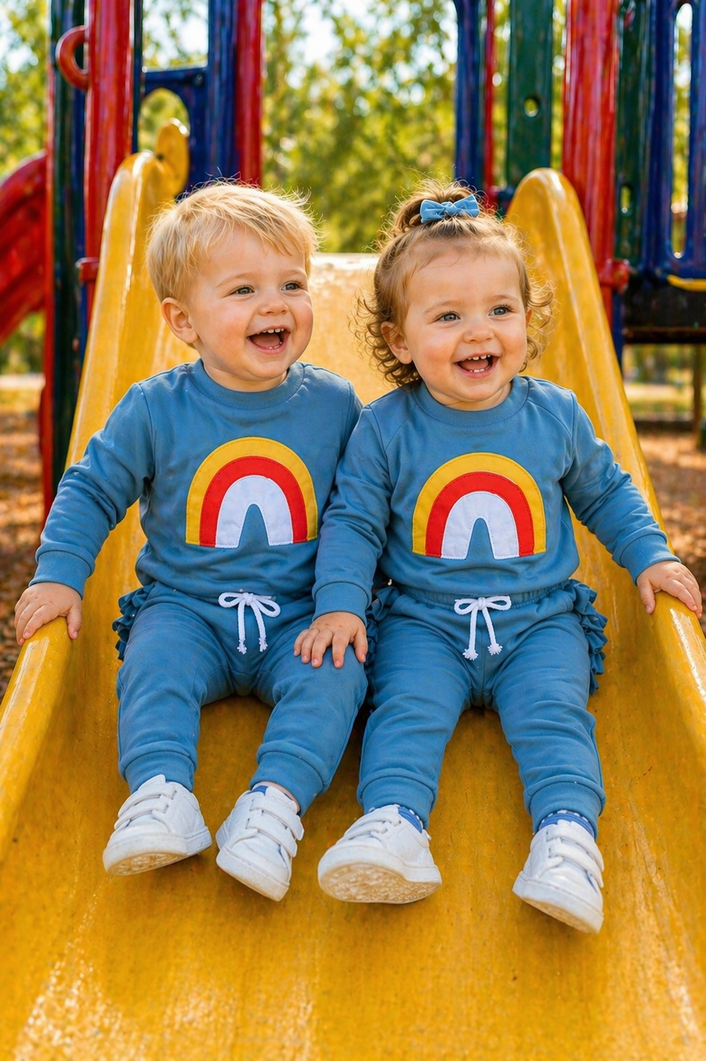 Petrol Blue Rainbow Crewnek Sweatshirt and Pants #1001120