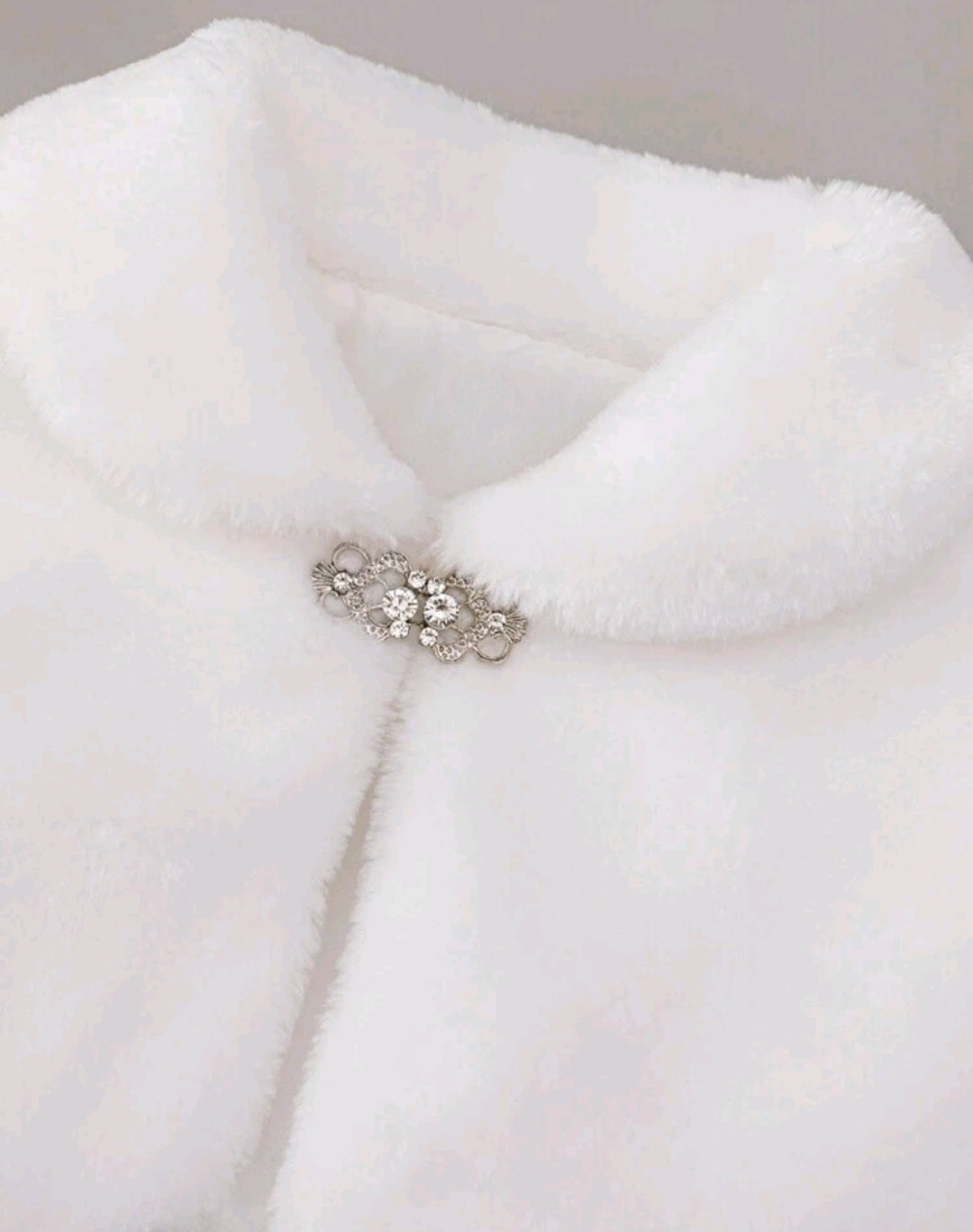 White Fur Shawl With Diamante Detail
