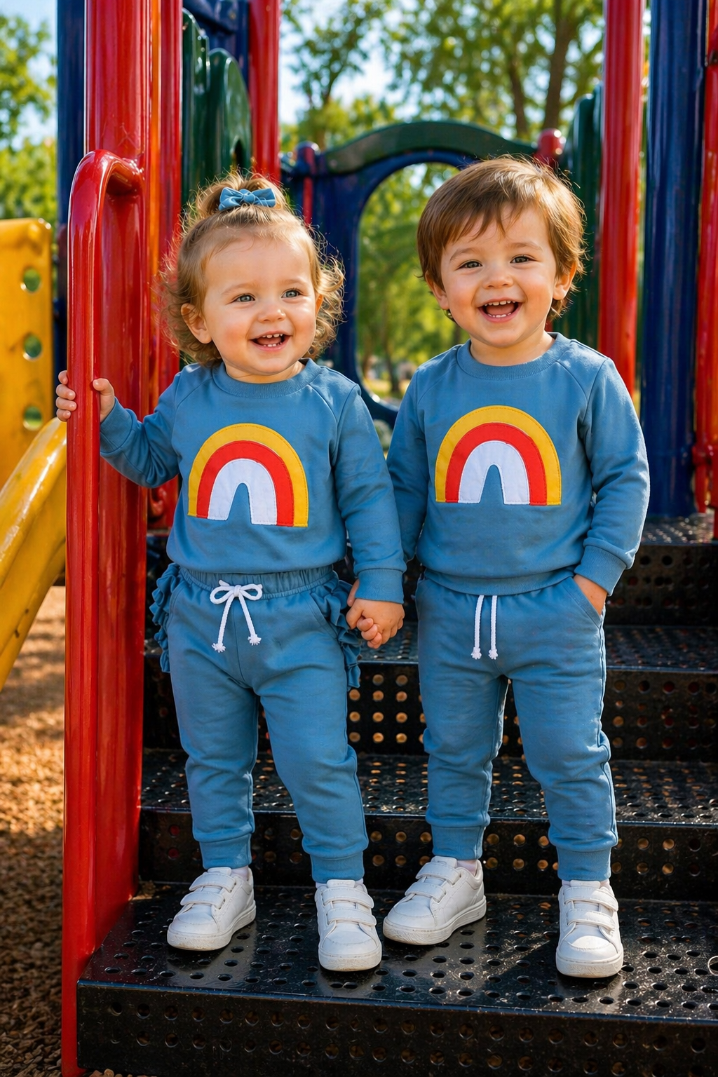 Petrol Blue Rainbow Crewnek Sweatshirt and Pants #1001120