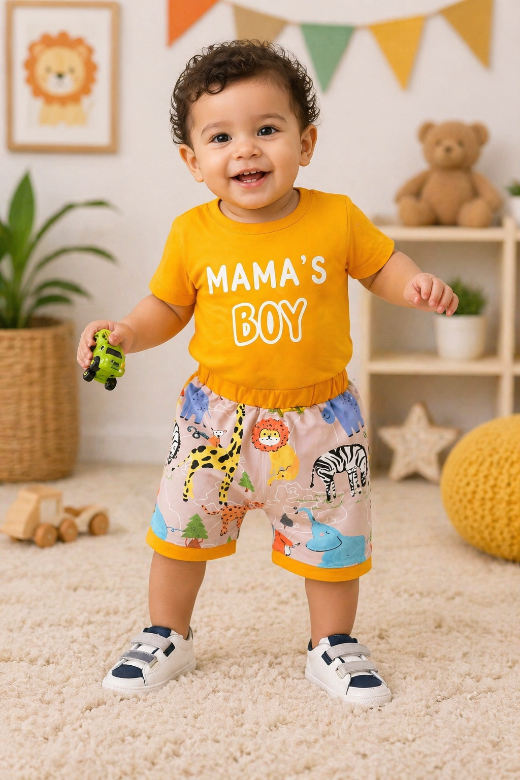 Mama's Boy T-shirt and Zoo Printed Shorts #2003