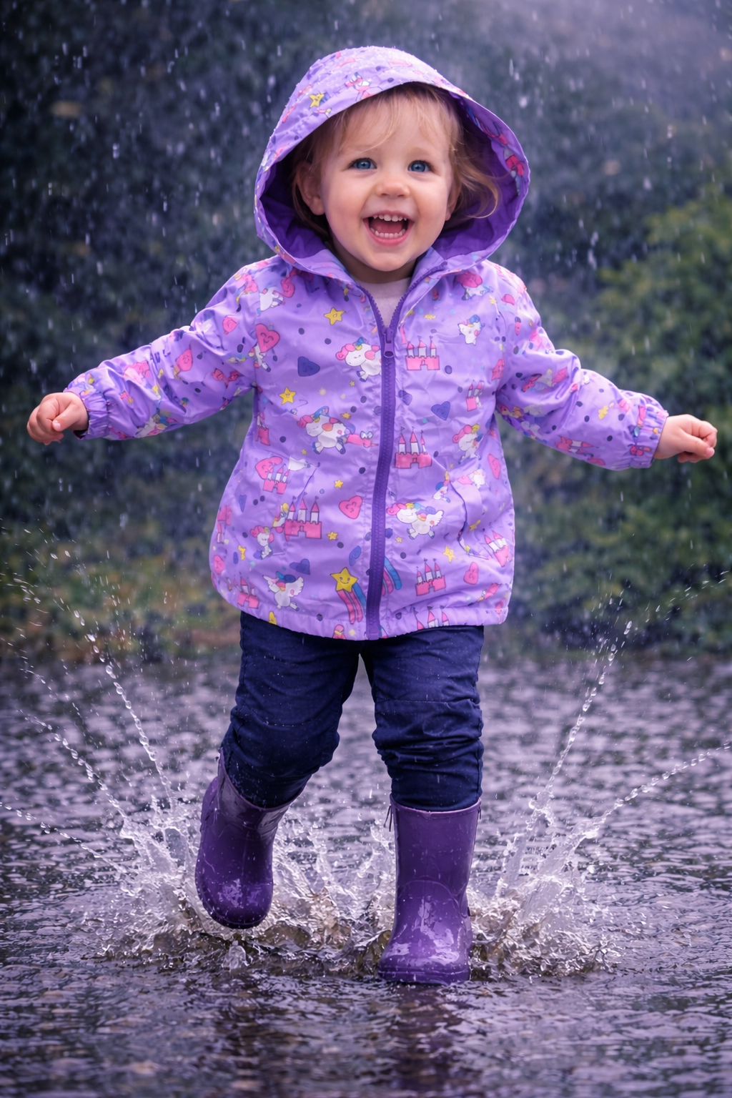 Purple Unicorn Hooded Windbreaker #1000210