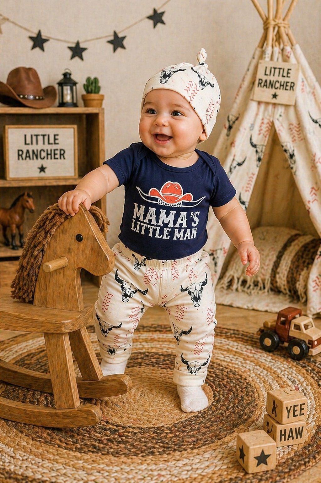 #200087 Mama's Little Man Romper, Pants and Pumpkin Hat