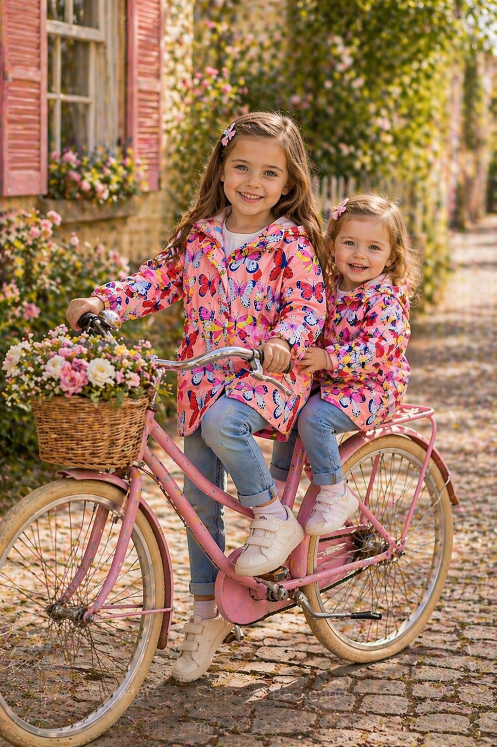Peachy Pink Hooded Butterfly Windbreaker Coat #1000237