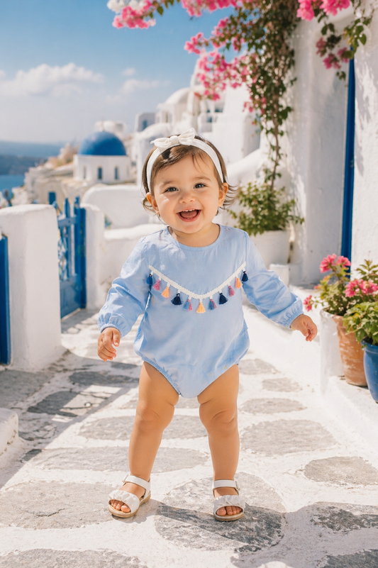 Blue Balloon Romper with Tassels #900028
