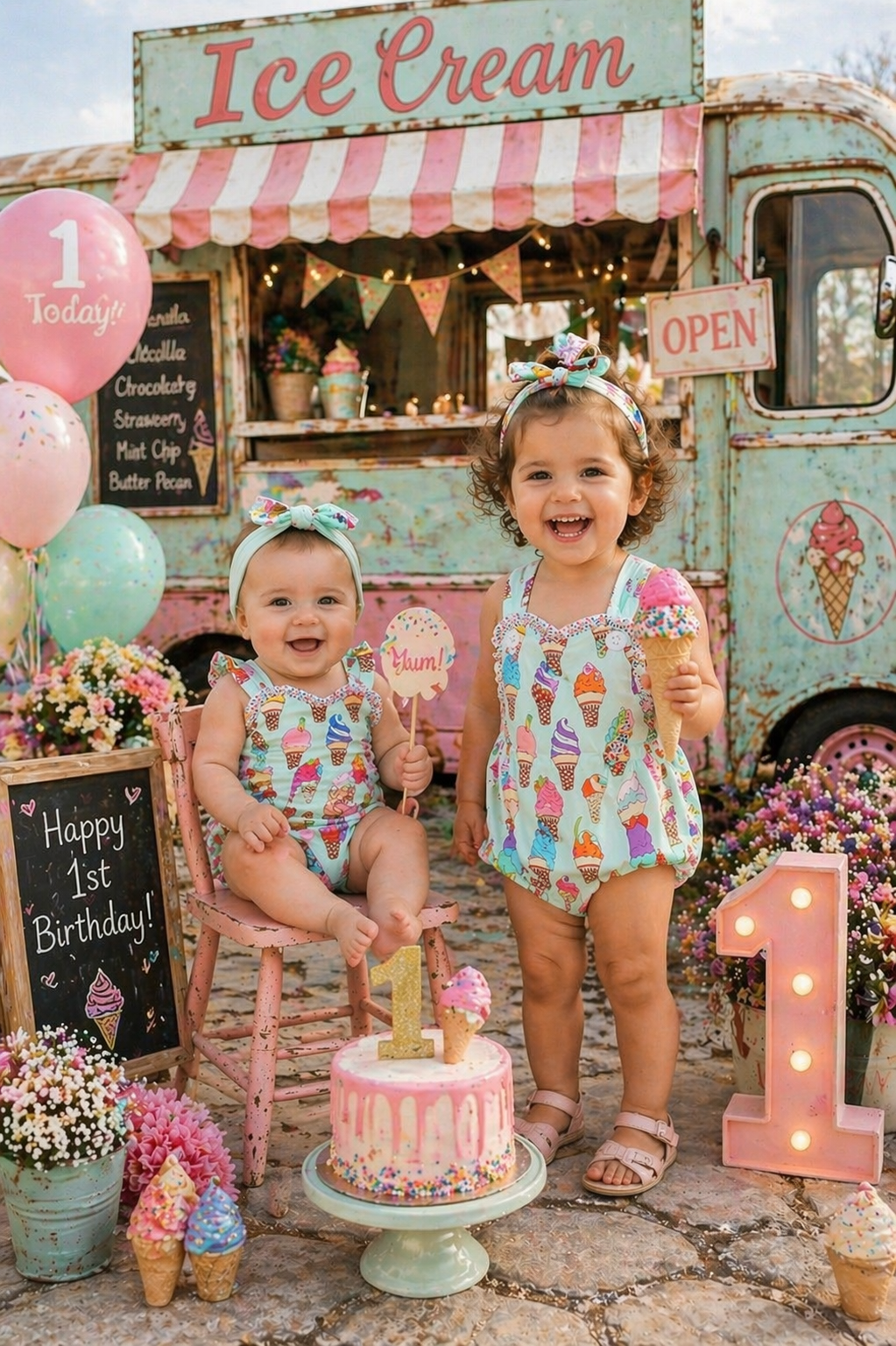 Ice-Cream Romper 1PSC (Also Available in Dress for Older Girls #1000196