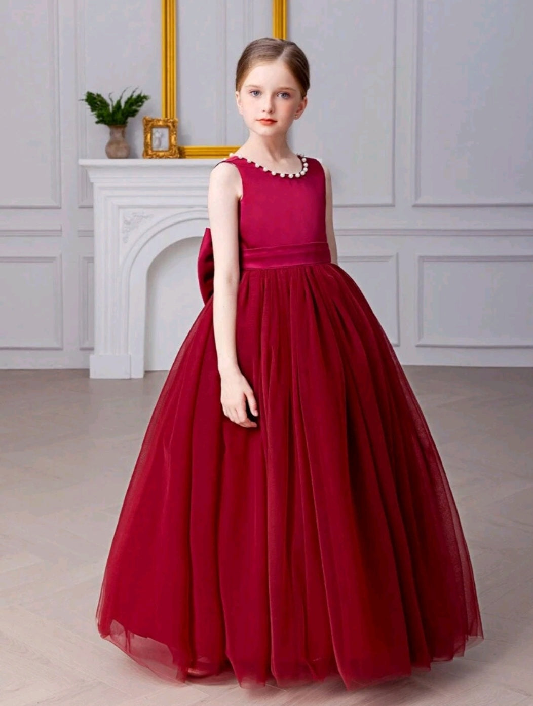 Maroon Special Occasions Dress with Big Bow 1000855