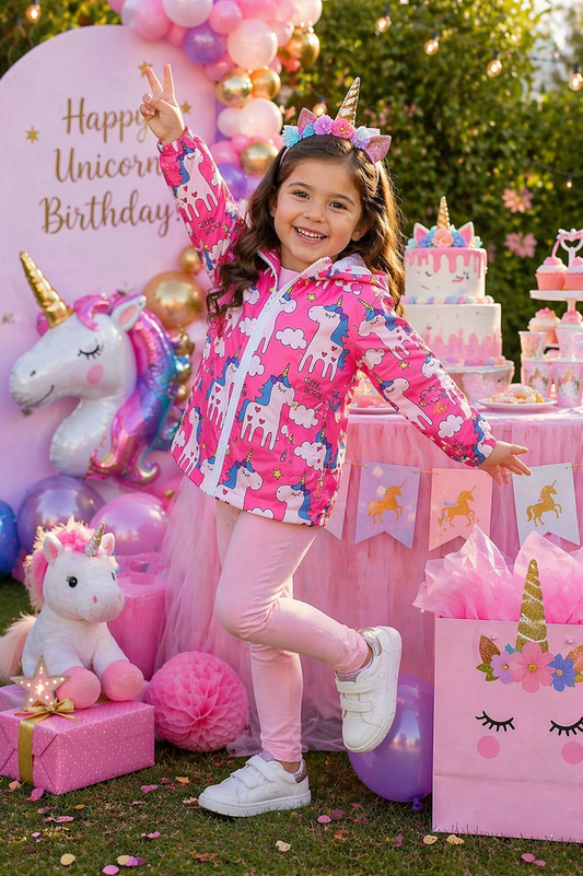 Cerise Unicorn Hooded Windbreaker #1000208