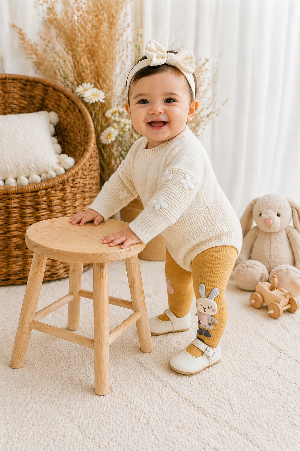 Luxury Knitwear Monotone Romper with Floral Detail #1000219