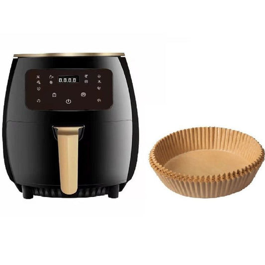 6L Digital Roaster Air Fryer with Paper Liners - Black.  Fry, Roast, and Bake all your favourite foods using up to 80% less fat