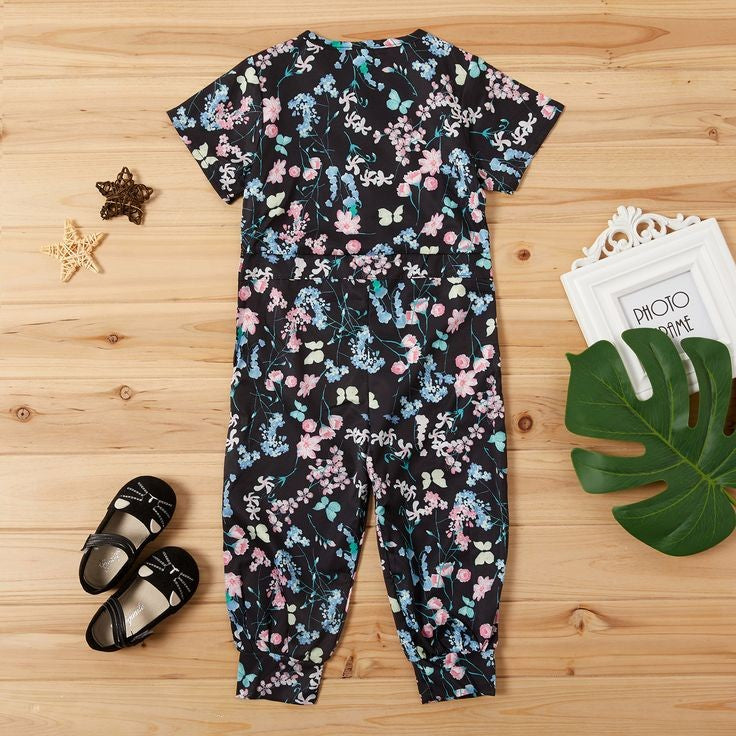 Floral Jumpsuit and Leather Belt