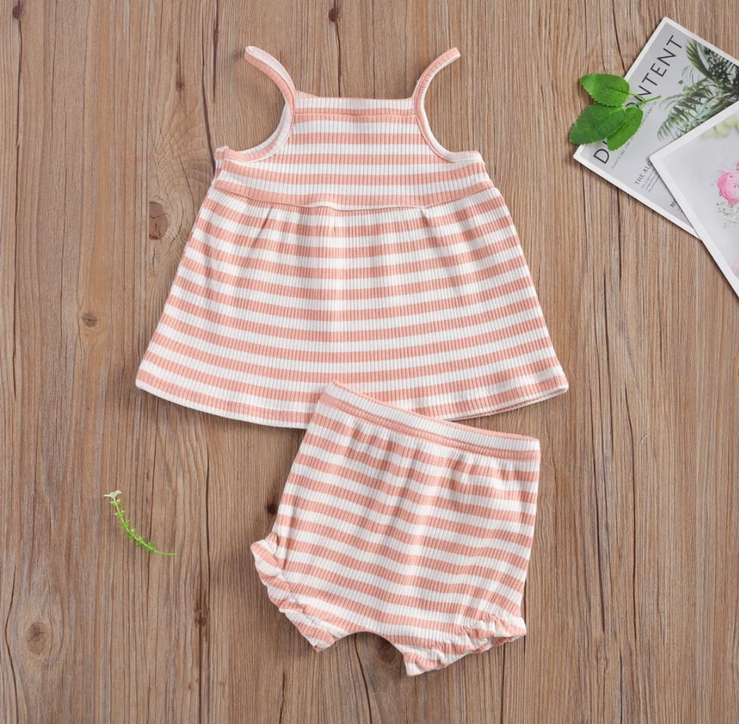 Pink Striped Strappy and Bloomer