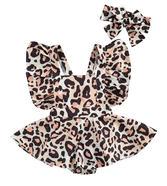 Leopard Ruffle Romper Dress