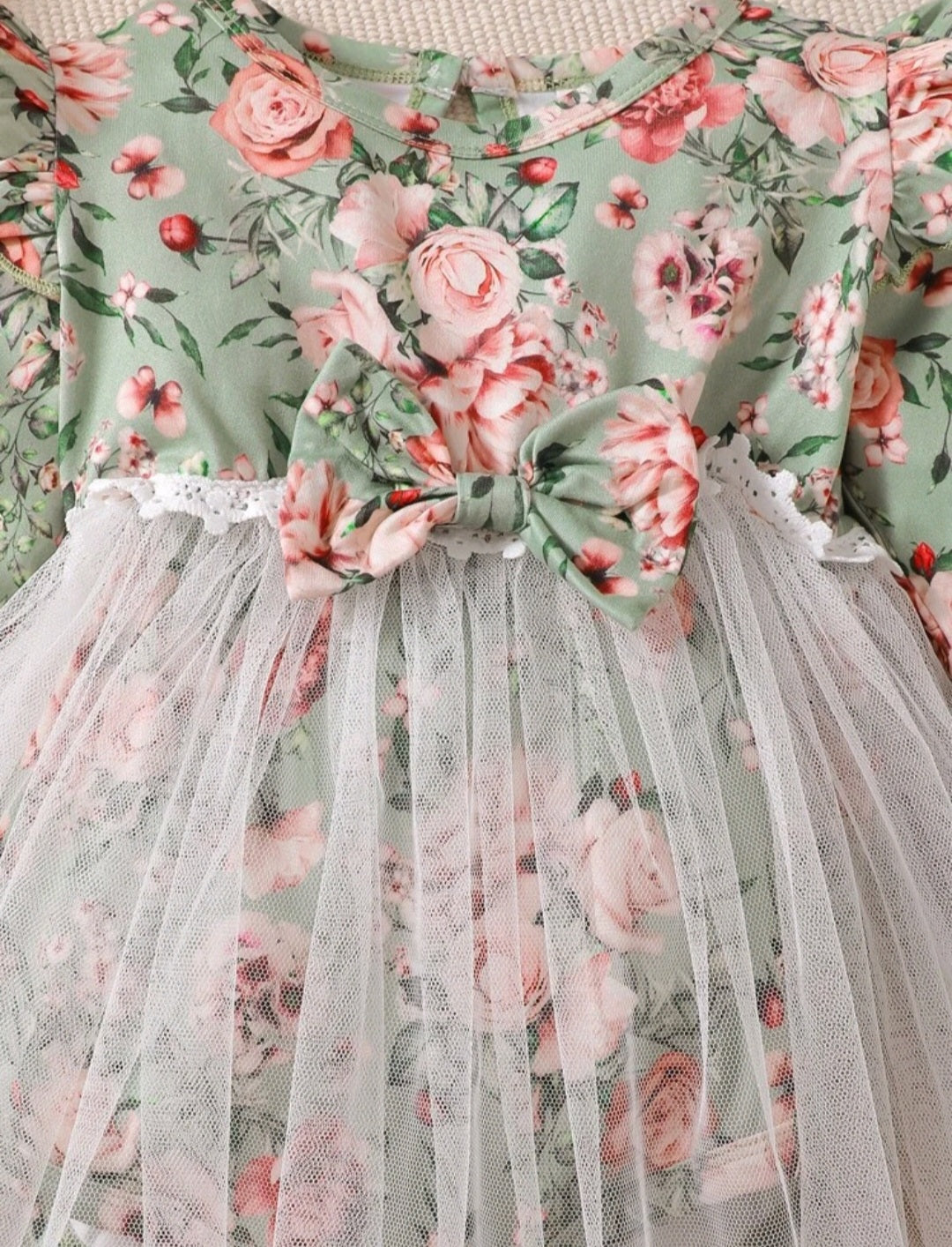 Mint Floral Romper Dress with Romantic Tutu